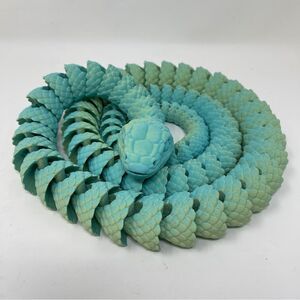 Articulating Snakes 3D Printed 5' Long (60") Teal/Yellow Color Décor Gift